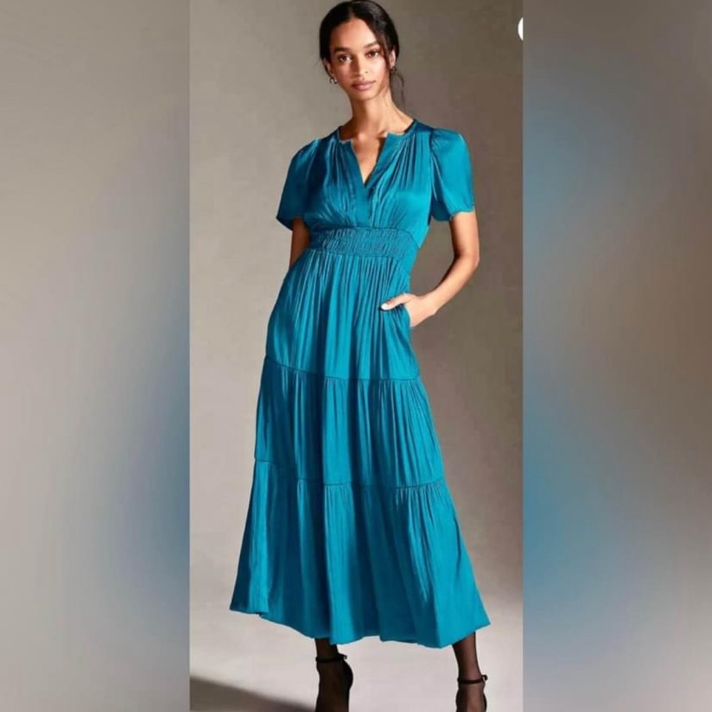 Turquoise Maxi Somerset Dress by Anthropologie XXSP NWT